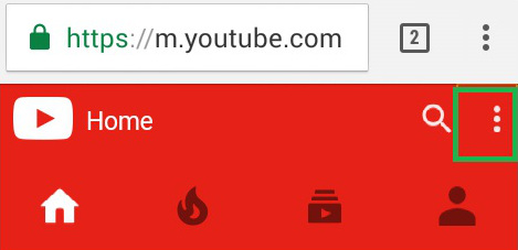 youtube website menu